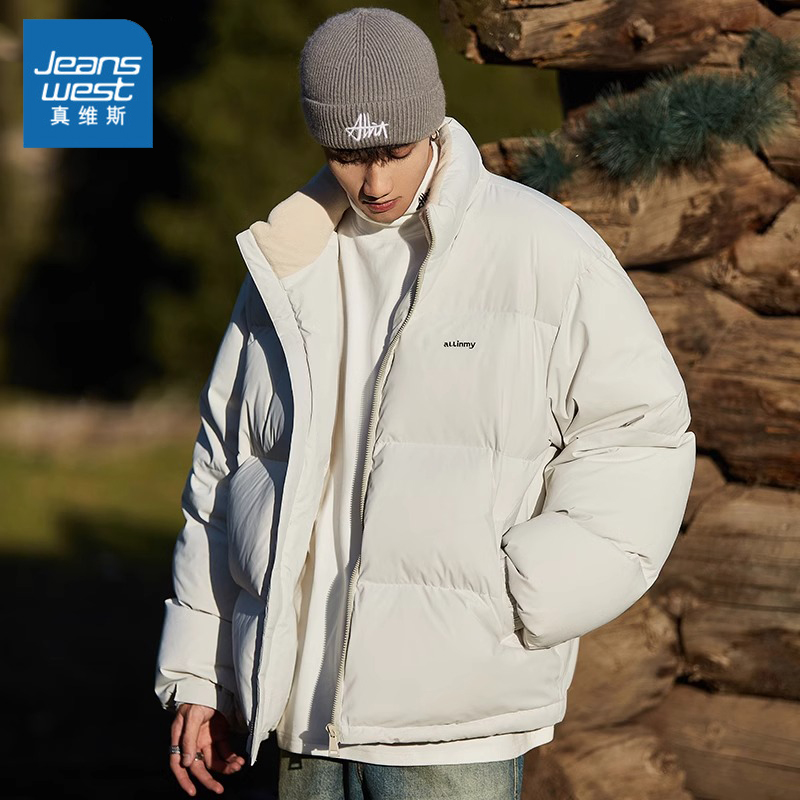 真维斯秋冬季新款男士羽绒服美式立领潮牌面包服加厚百搭潮流日系