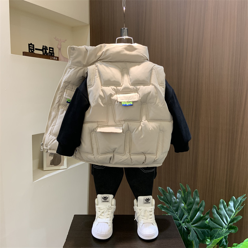 儿童马甲男童秋冬外穿时髦新款宝宝冬装坎肩背心加厚保暖夹棉马夹