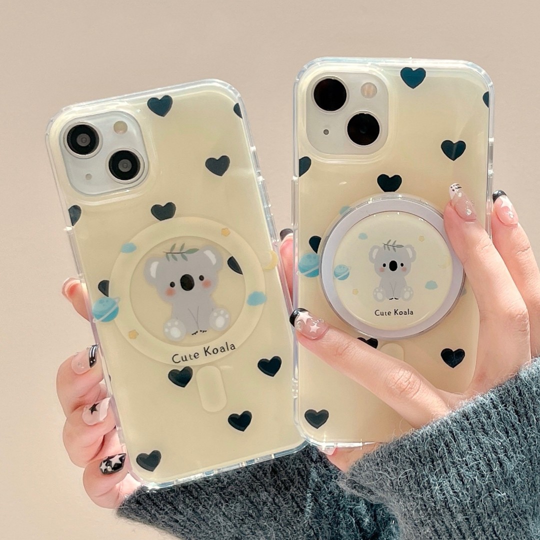 爱心考拉磁吸支架适用iphone15Promax手机壳苹果14新款13全包防摔