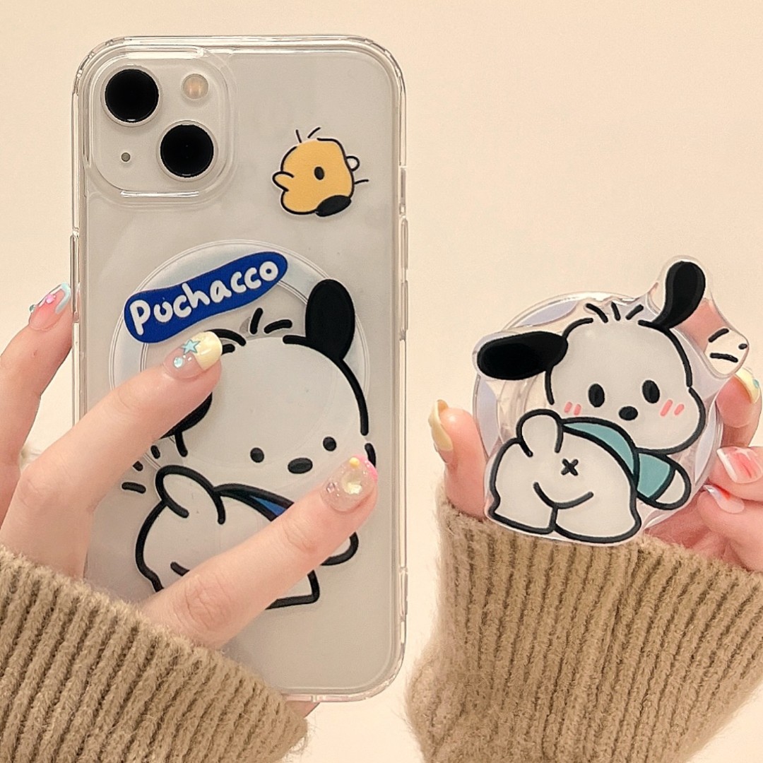 简约卡通帕恰狗13磁吸支架适用iPhone15promax苹果14手机壳新款女