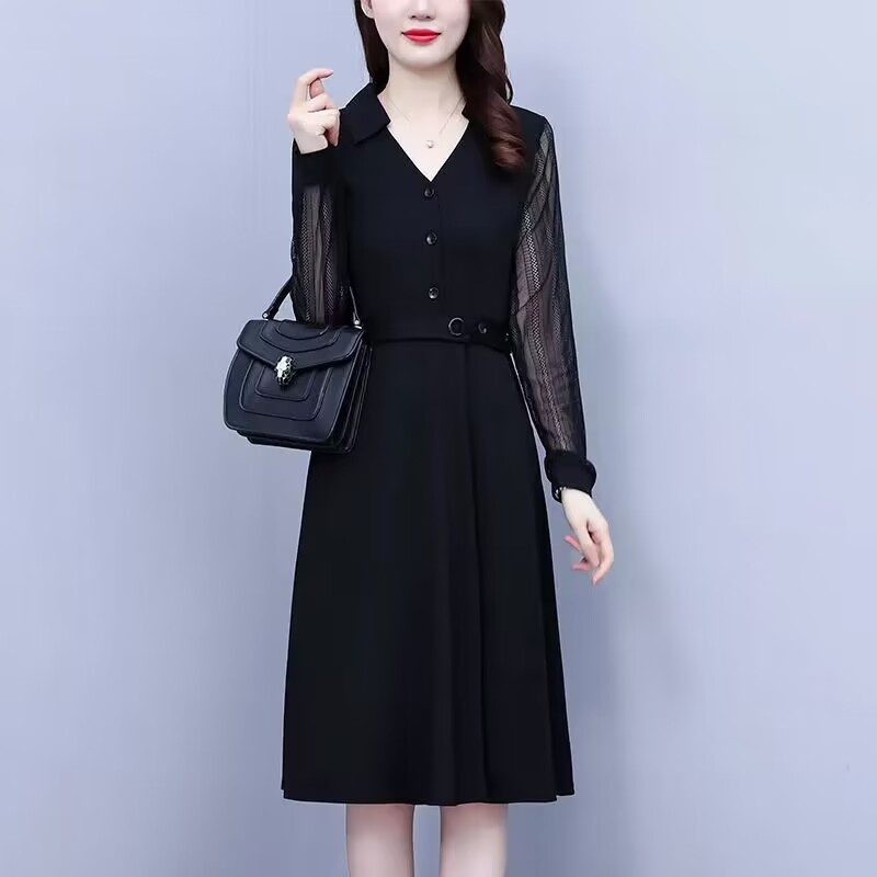 2023春款新款连衣裙韩版长袖洋气减龄女装收腰显瘦时尚遮肚裙子女