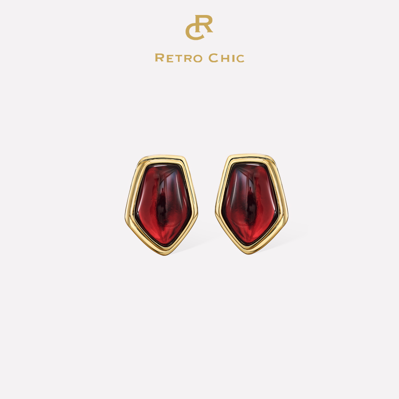 合金耳饰 Retro Chic 意大利复古时尚首饰 红丝绒耳钉
