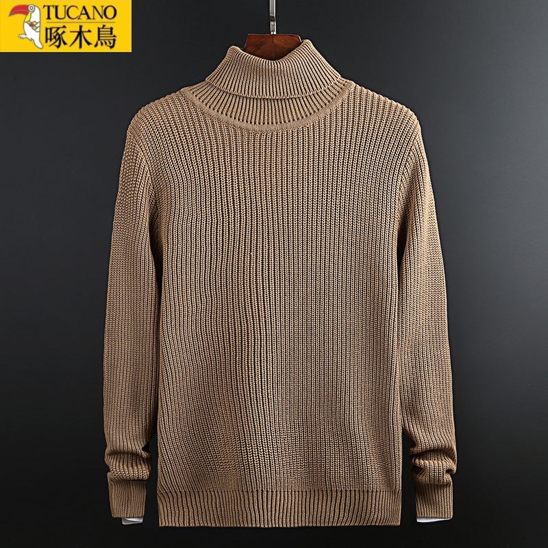 TUCANO/啄木鳥新款高领中老年棉毛衫男冬季保暖长袖休闲加厚上衣