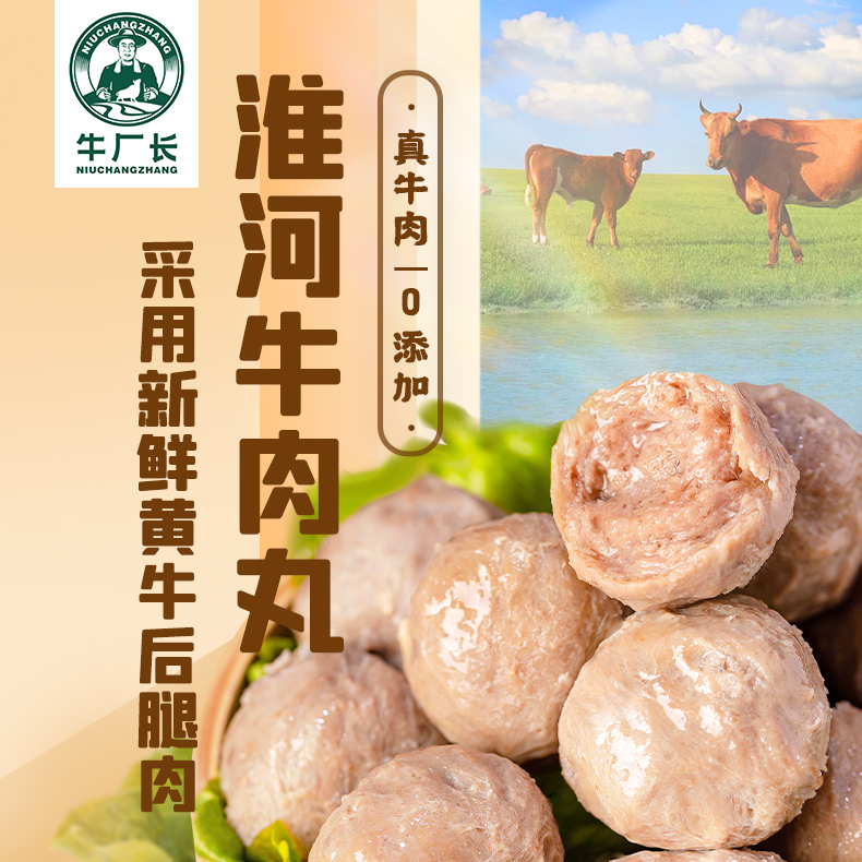 【新厂试营业先购到手5袋】牛厂长淮河牛肉丸2斤火锅烧烤250g/袋