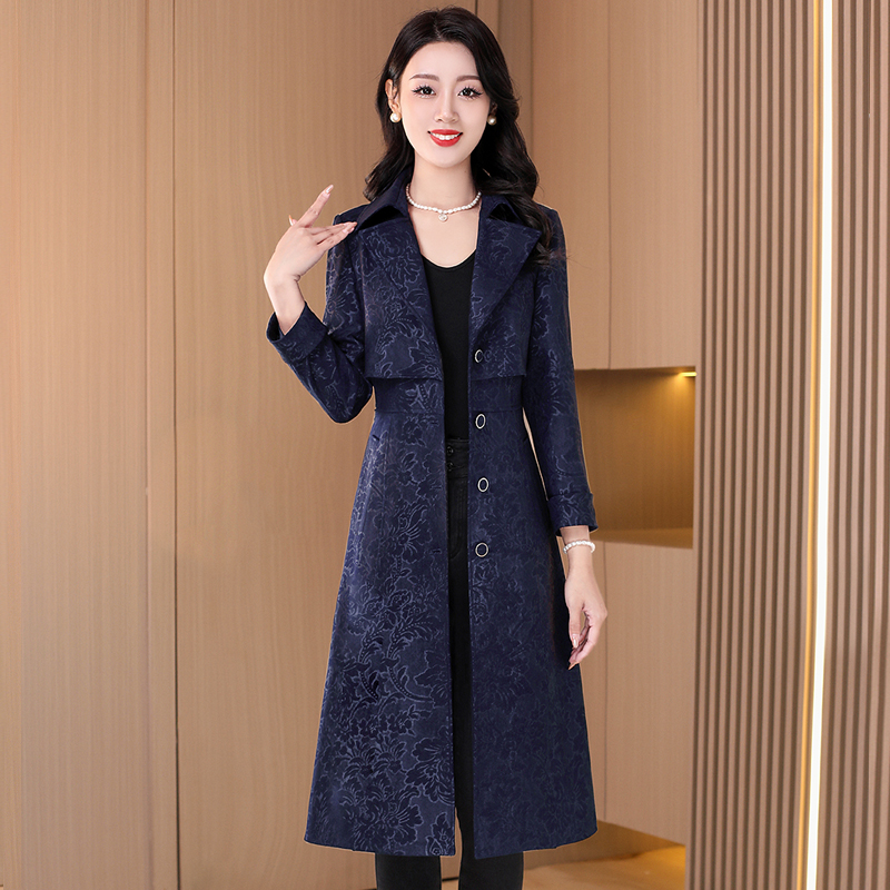 15424萱子风衣外套女士2023新款早秋气质洋气时尚中长款高档大衣