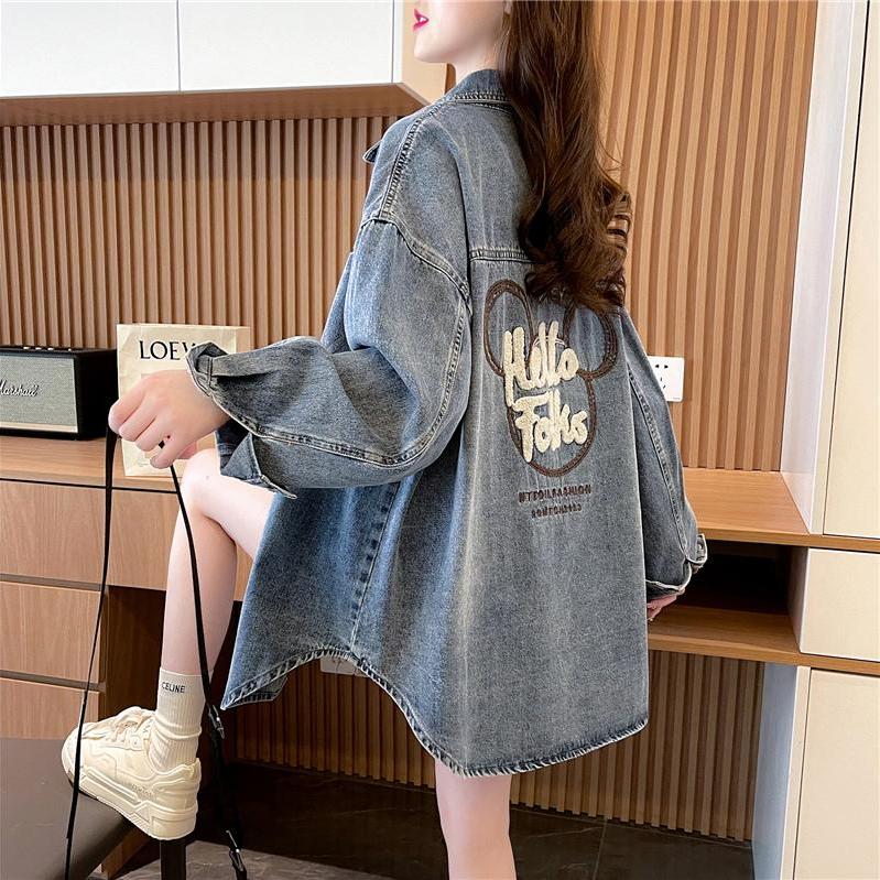 设计感春秋季牛仔外套女2024新款韩版宽松洋气百搭慵懒风网红上衣