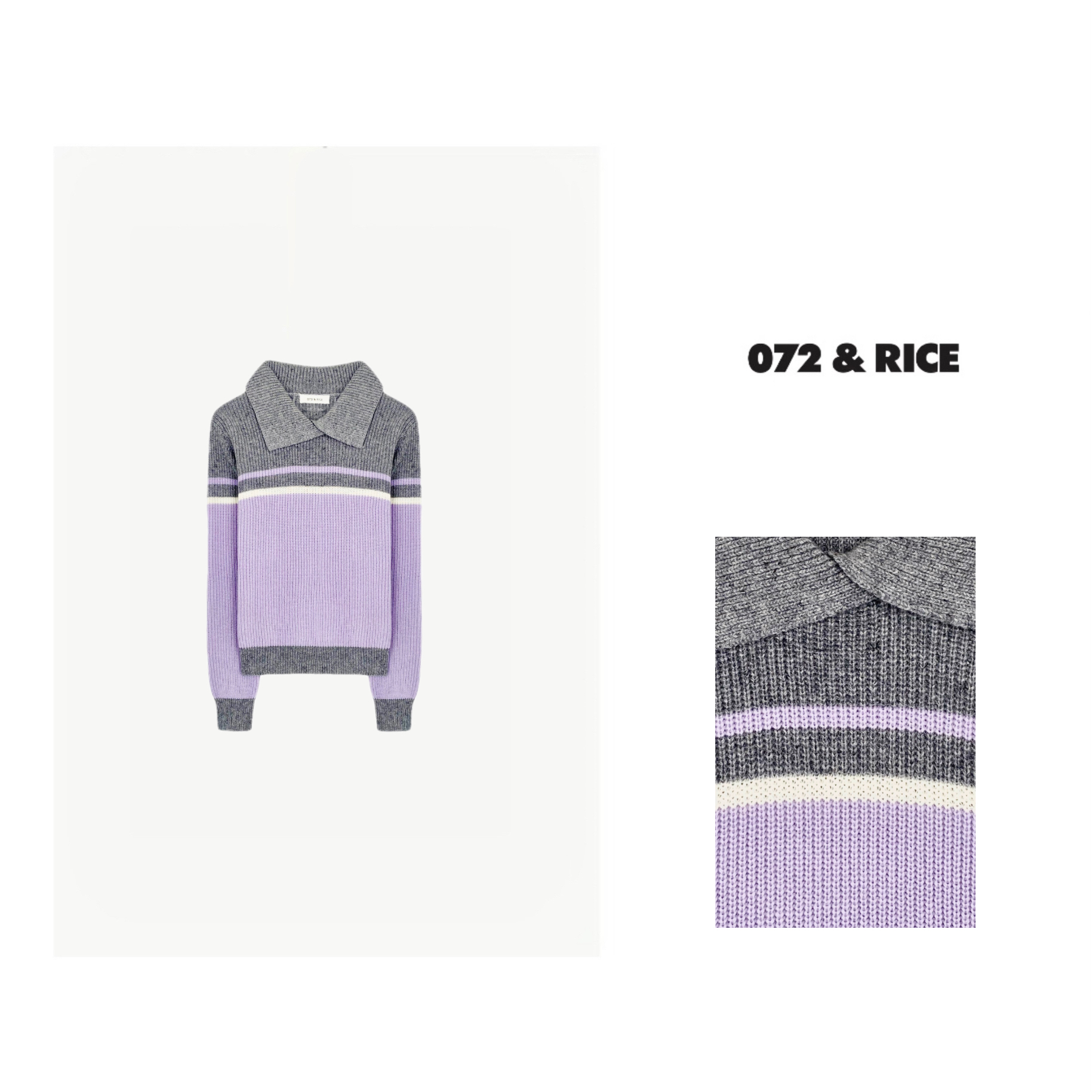 *072 & RICE【芋泥】秋冬休闲翻领长袖针织衫 JH022