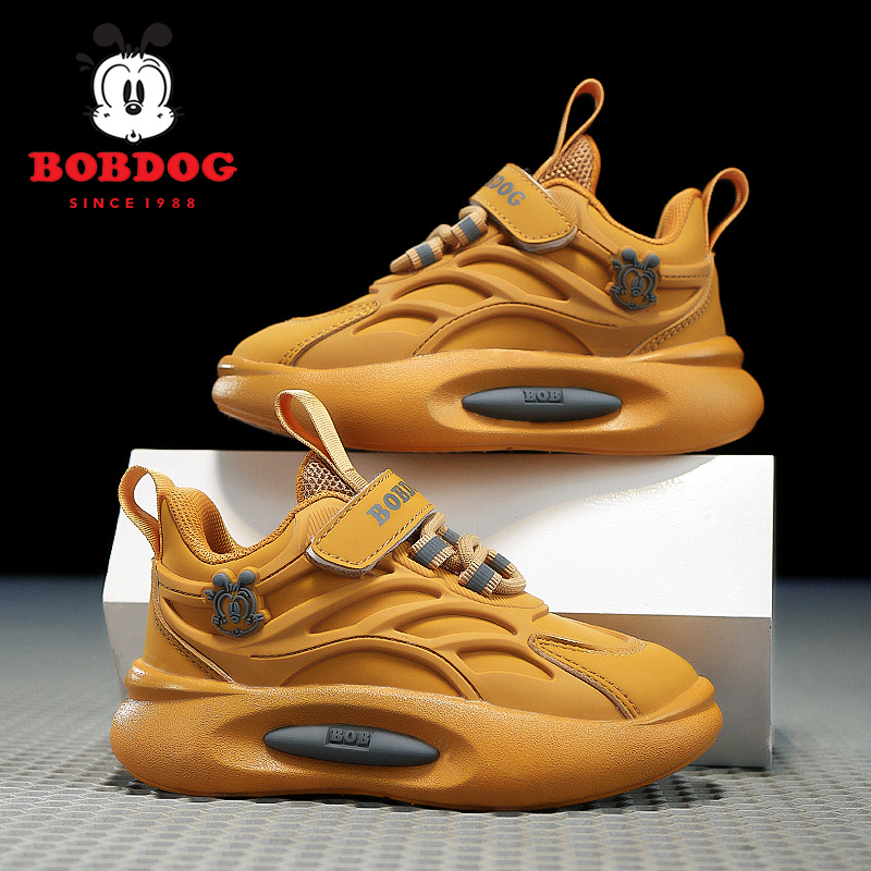 巴布豆男童运动鞋皮面防水2026春秋新款软底防滑耐磨轻便儿童鞋子商品图