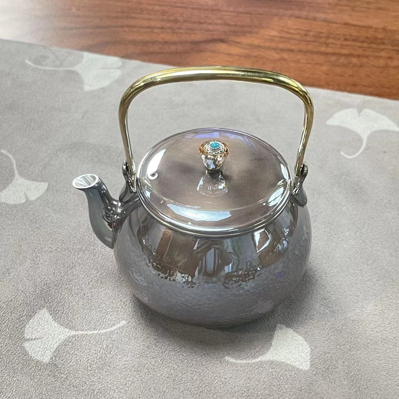 蜂鸟工坊 小洞天 锤纹 紫皮 苹果 小提梁 小壶 银壶MJYXA10765