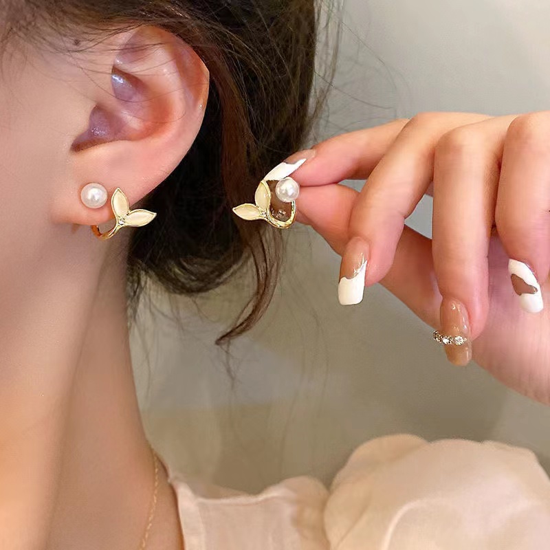 铜合金耳饰 【S10】小众设计感鱼尾甜美风气质时尚百搭耳环E4642