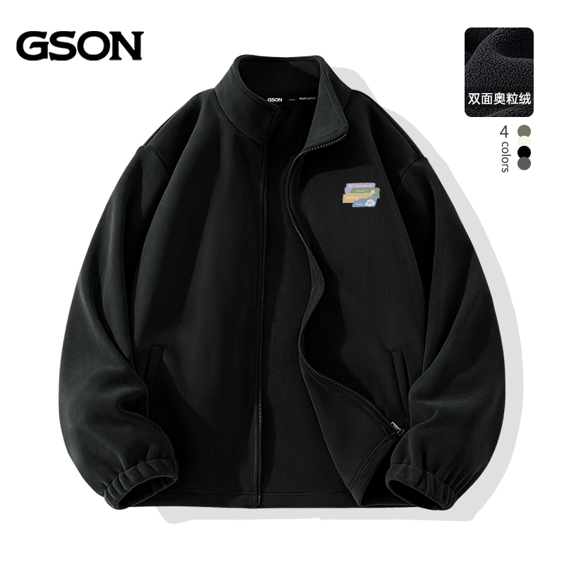 GSON夹克男简约字母休闲男外套冲锋衣内胆上衣保暖防风冬季上衣服