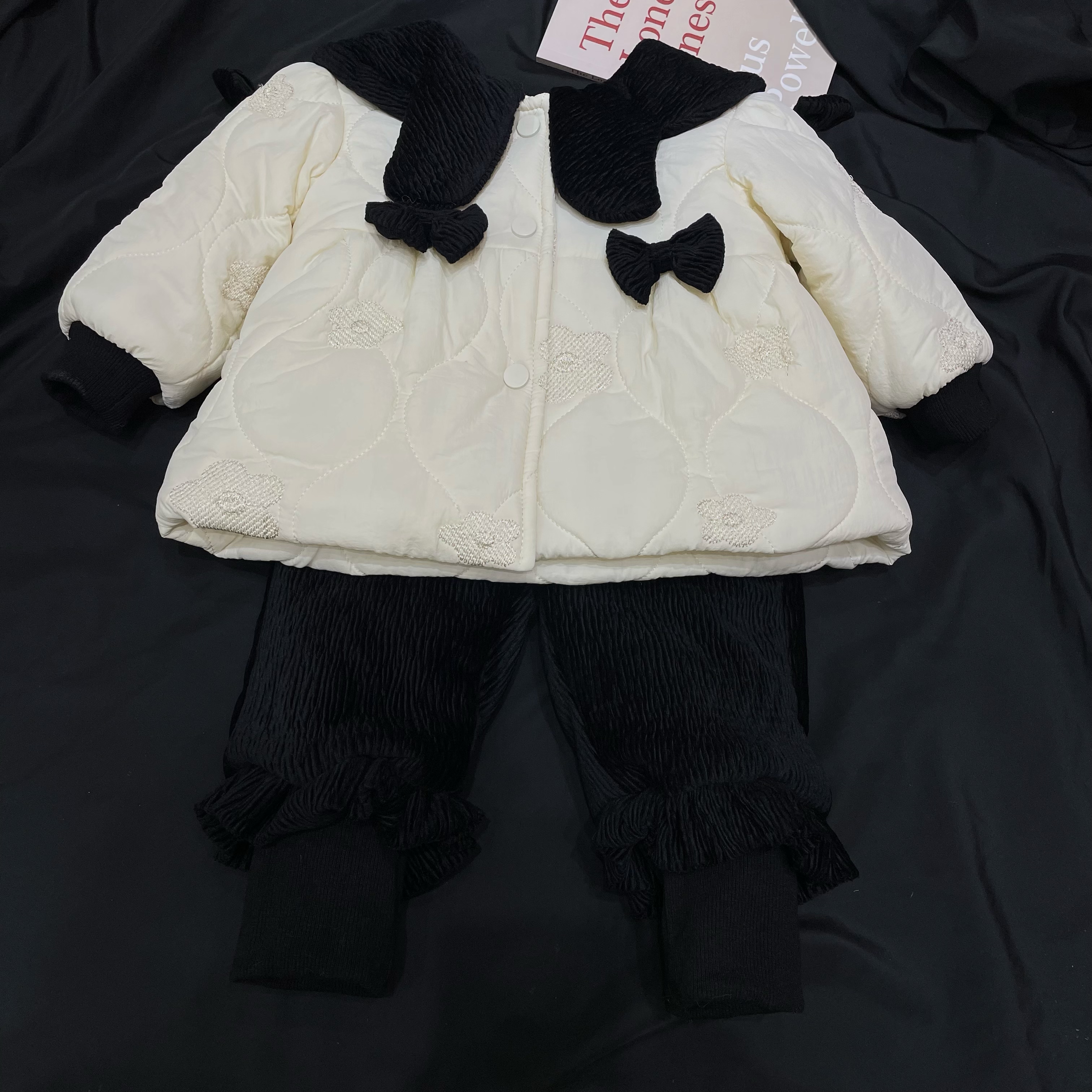 秋冬款~蝴蝶结棉服两件套8397
