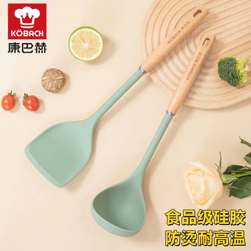康巴赫榉木锅铲硅胶铲勺不粘锅专用铲炒菜铲子厨具耐高温铲勺家用