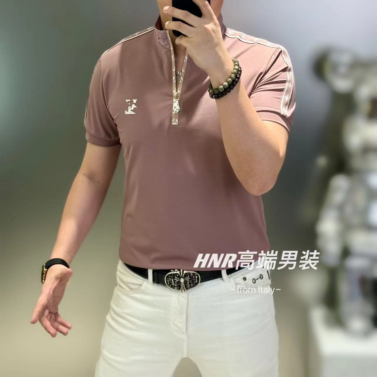 2024新款男士立领高品质短袖夏季休闲百搭时尚立领POLO衫24080