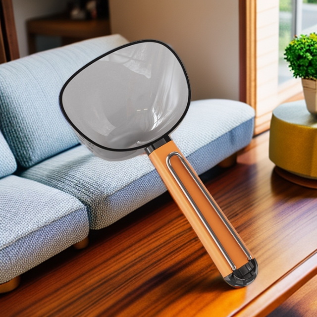 舀米勺家用多功能挖面粉奶粉米面舀塑料长柄带夹量勺猫粮米粉勺子