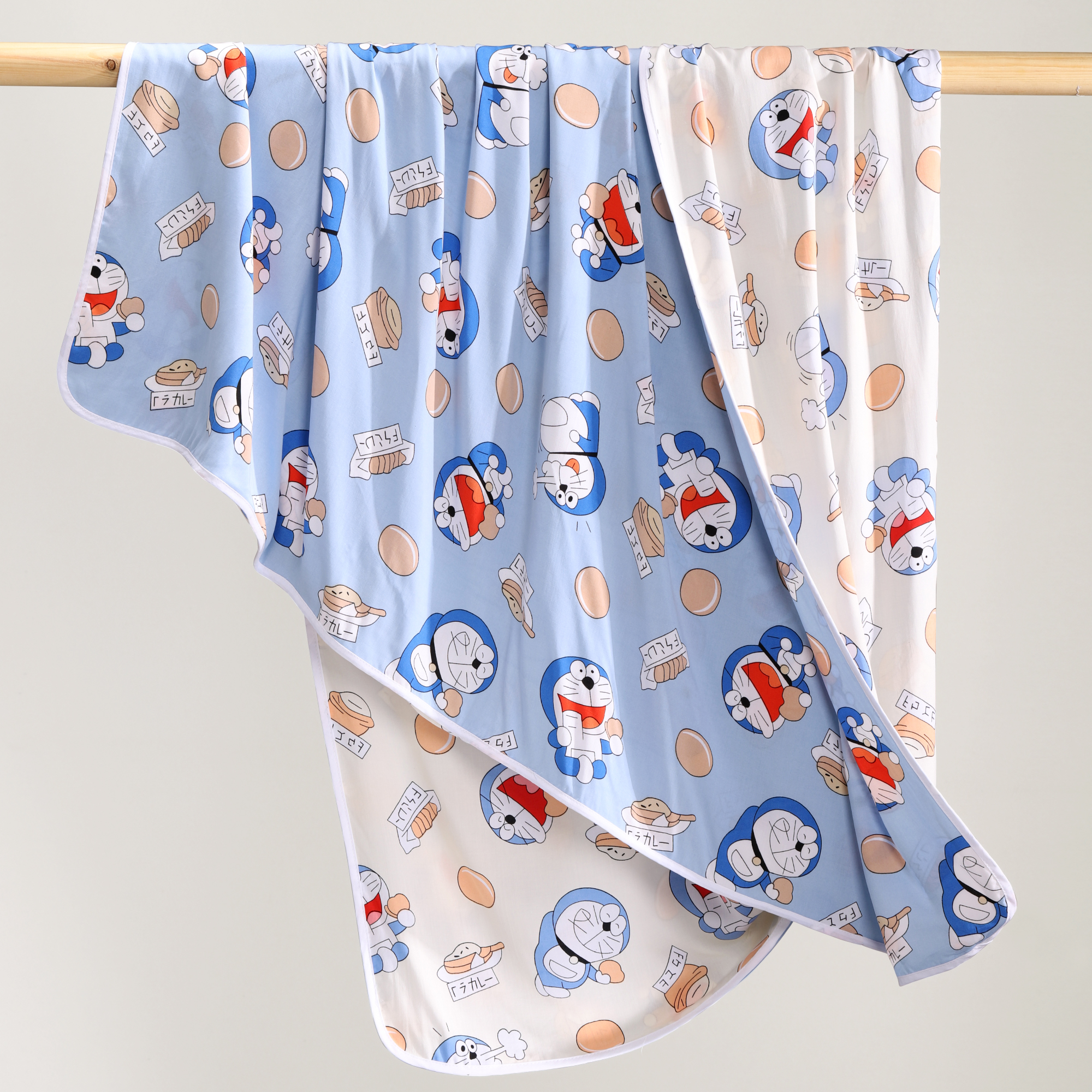 591393叮当猫夏季薄款夏凉被人造棉单人盖毯幼儿园午睡办公室沙发