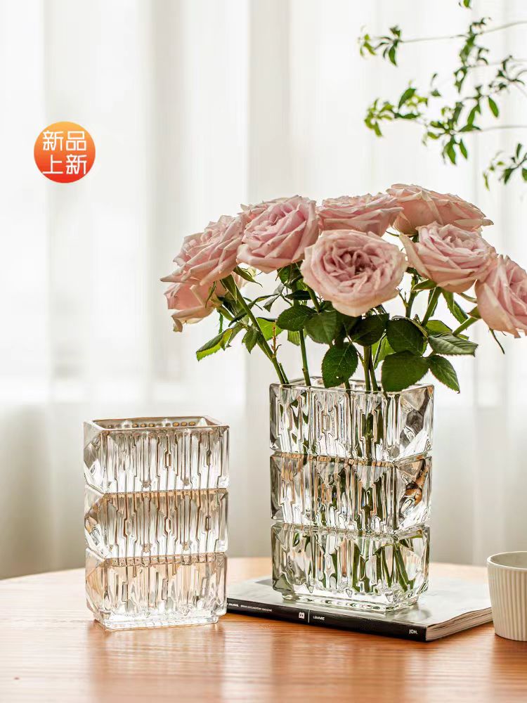 花瓶客厅摆件插花透明玻璃ins风网红轻奢高级感水养玫瑰百合绿植