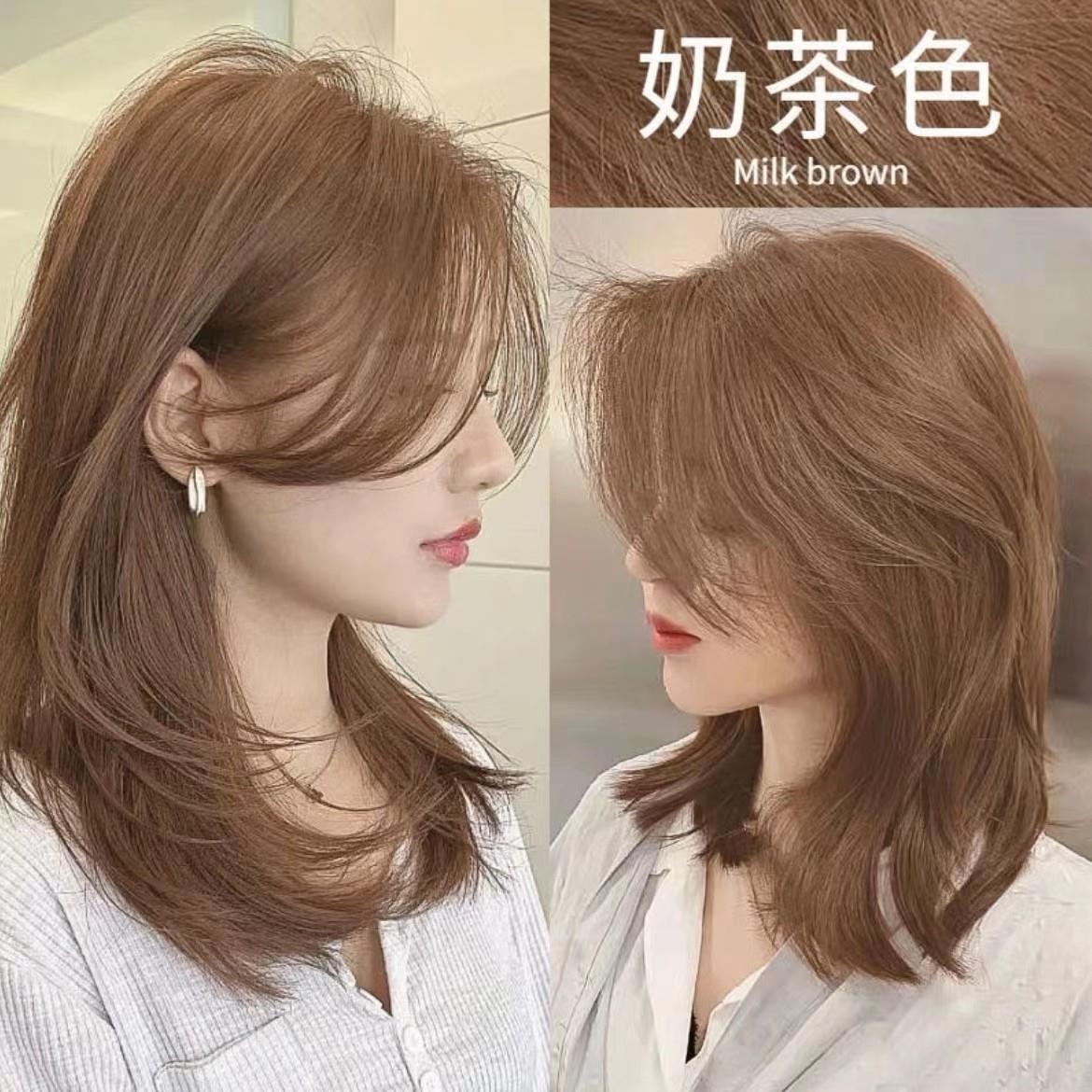 修正泡泡植物染发剂纯遮盖白发天然不沾头皮自己在家快速染发膏