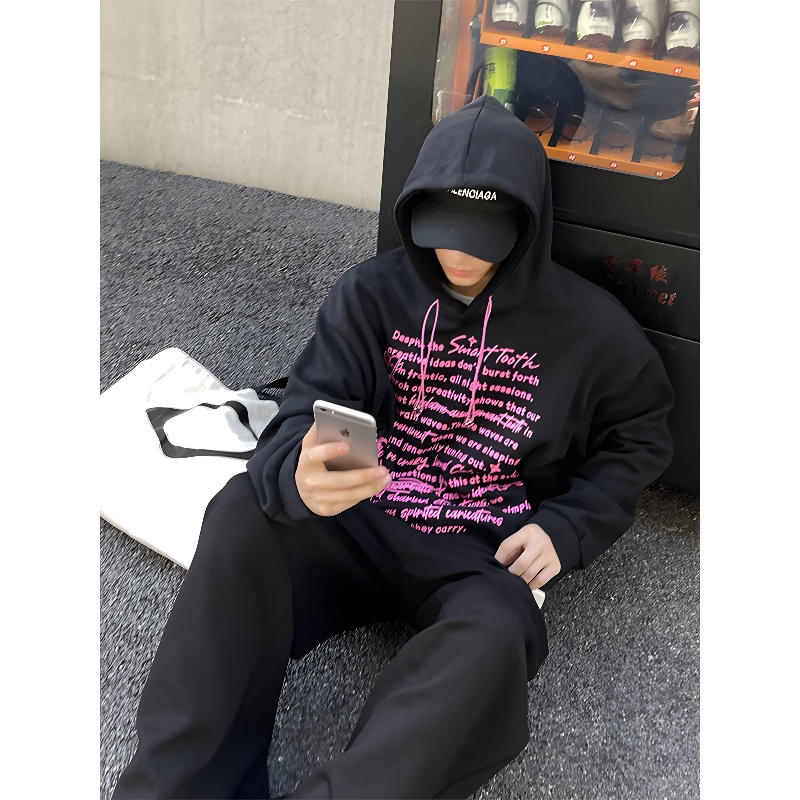 美式重磅纯棉连帽卫衣男春秋潮牌vibe街头风嘻哈宽松oversize上衣