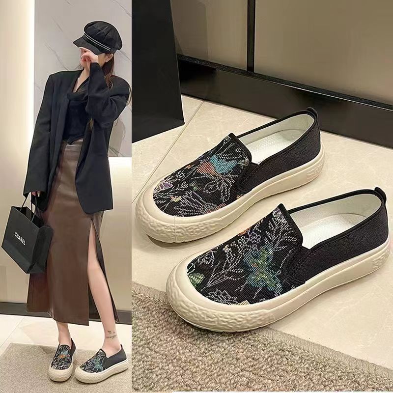 手工刺绣！ 2024新款小香风渔夫鞋时尚骑行鞋踏春网面软底鞋子休闲