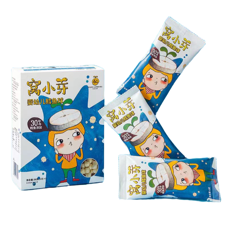闻闻母婴 窝丫丫 鳕鱼球36g/盒