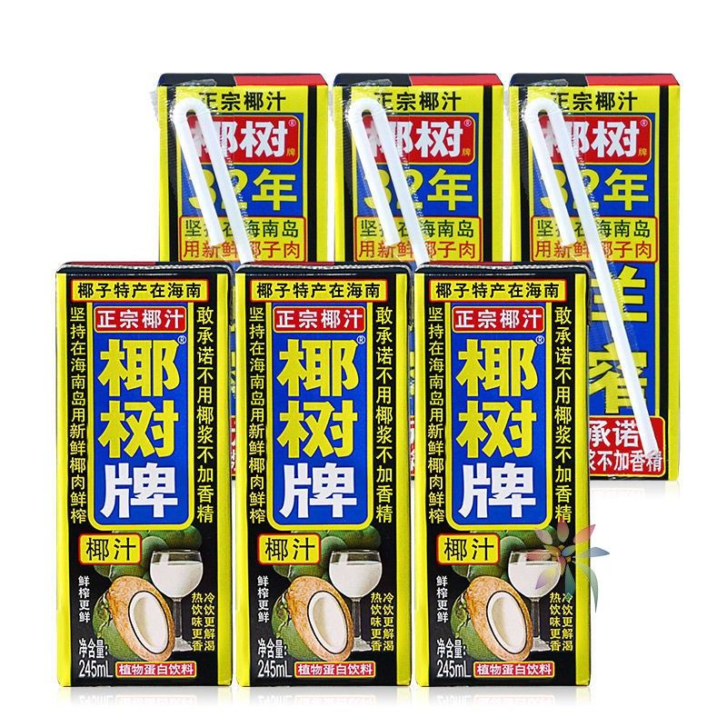 海南椰树椰汁椰树牌椰子汁饮料饮品245ML*6盒/箱植物/0lb蔬菜组合