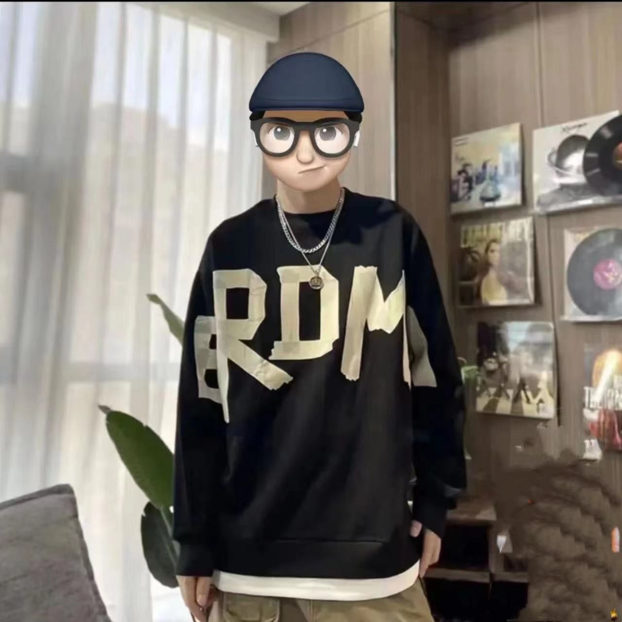 2023春季新款休闲百搭宽松男女同款字母印花圆领套头卫衣-6606