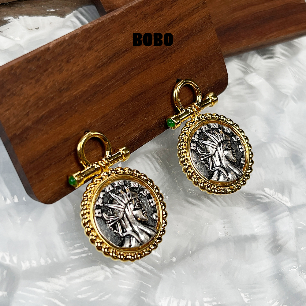 合金耳饰 【F036】 精致时尚显气质复古希腊女神耳钉百搭轻奢耳环