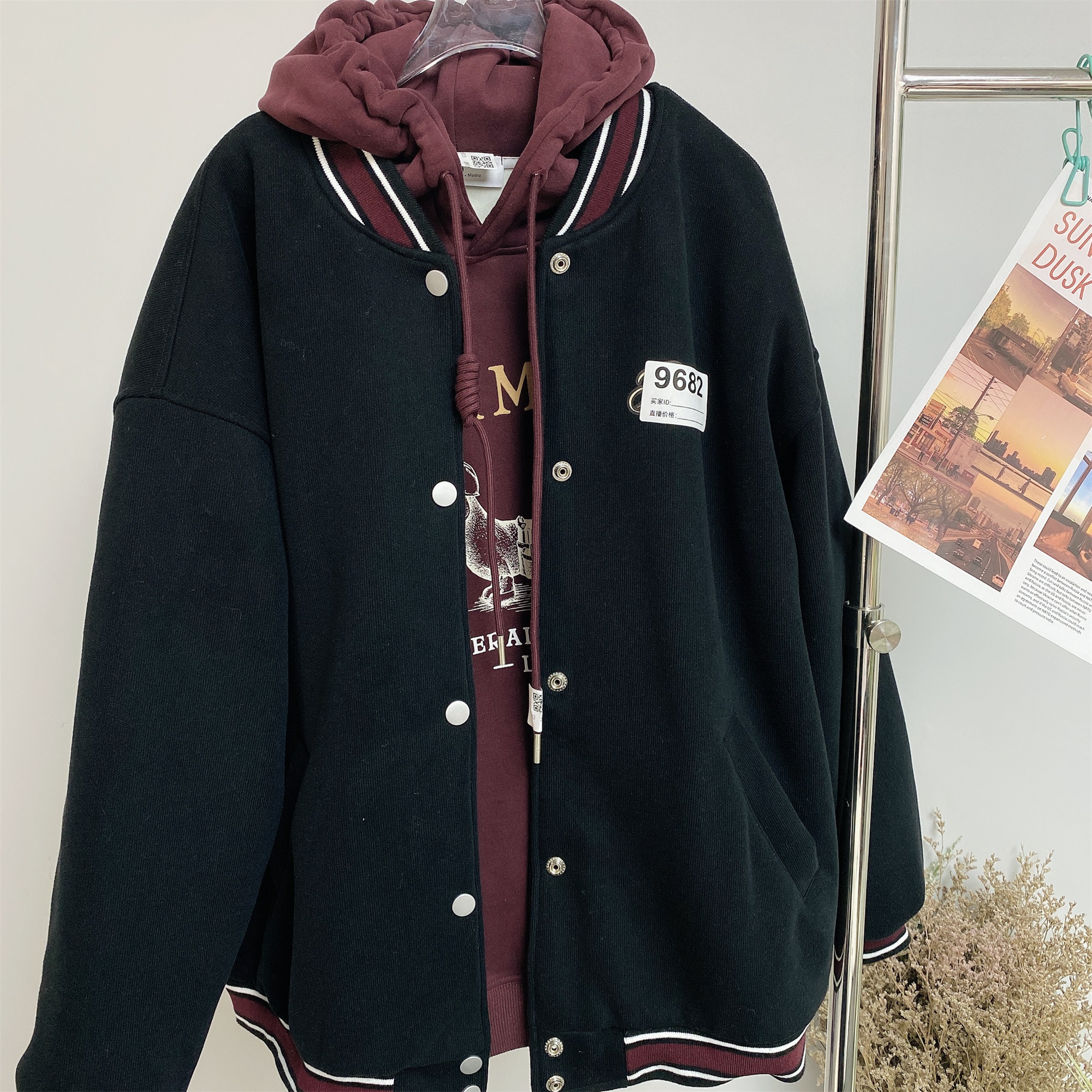 【潮牌棒球服】2023冬季新款大童加绒时尚外套休闲宽松百搭上衣8517