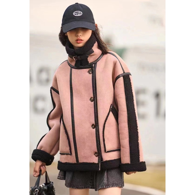 【潮牌甄选外套】中大童2023新款儿童皮毛一体加绒保暖翻领上衣205