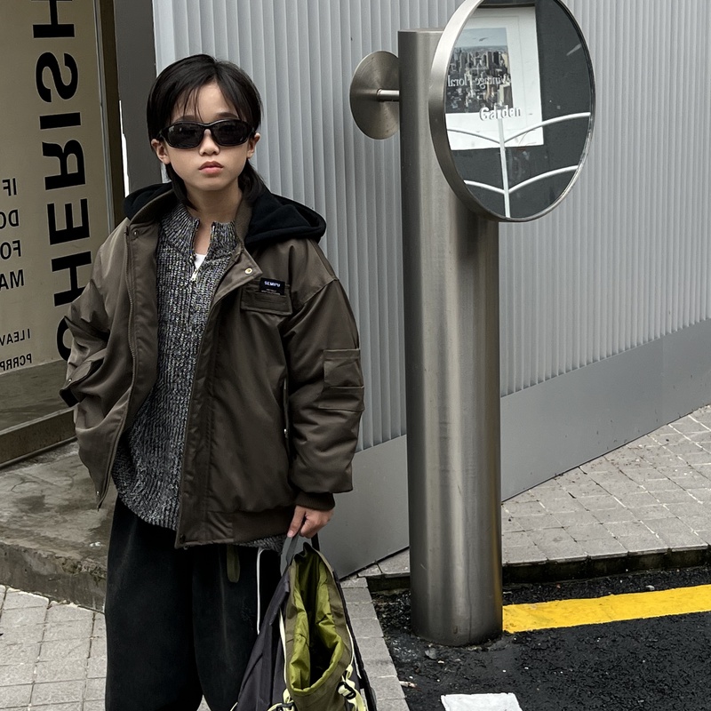 【潮牌加棉外套】中大童宽松连帽上衣2023秋冬新百搭保暖外套237157