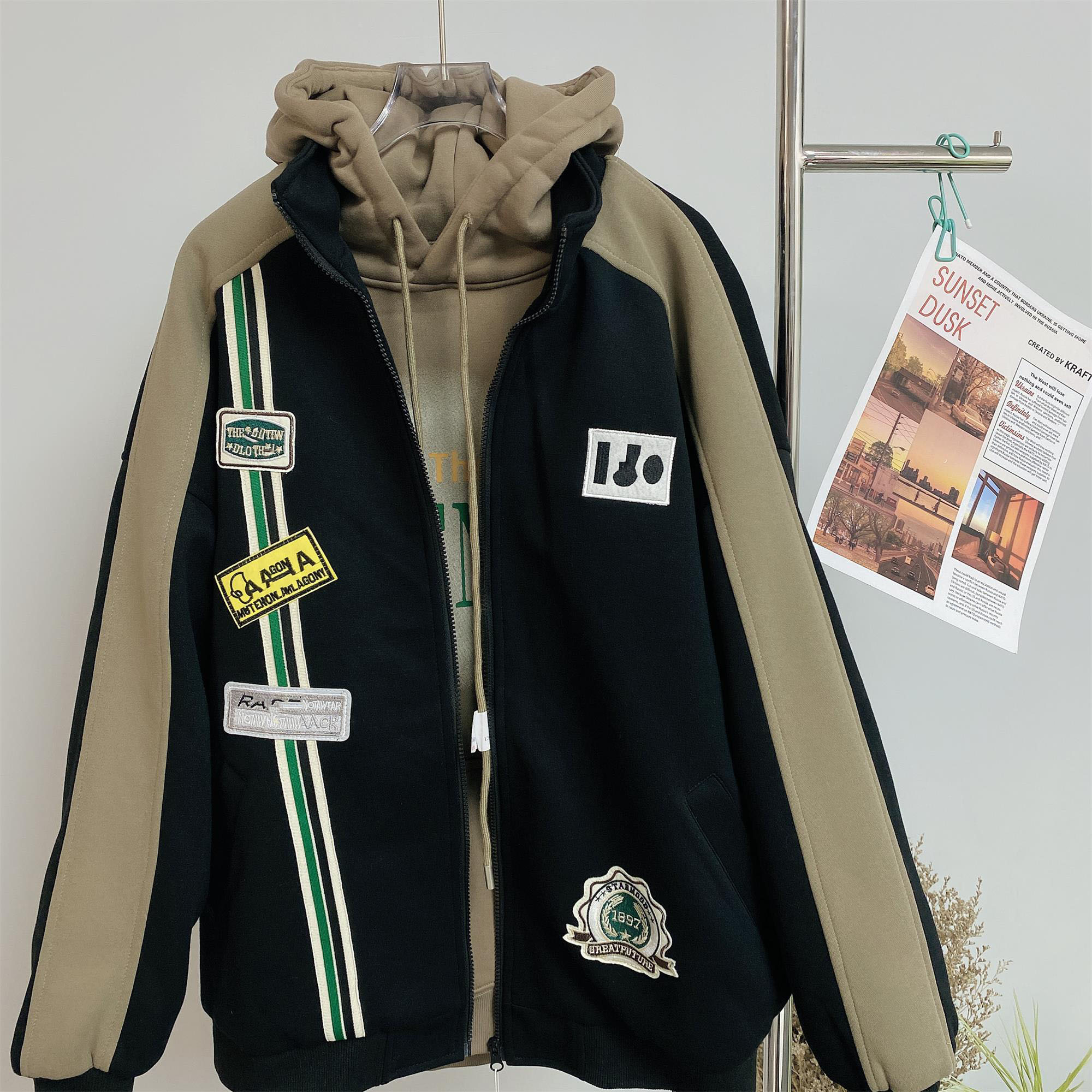 【潮牌棒球服】2023冬季新款大童加绒时尚外套休闲宽松百搭上衣8511