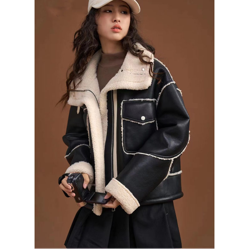 【潮牌甄选外套】中大童2024儿童皮毛一体加绒保暖上衣翻领8532479