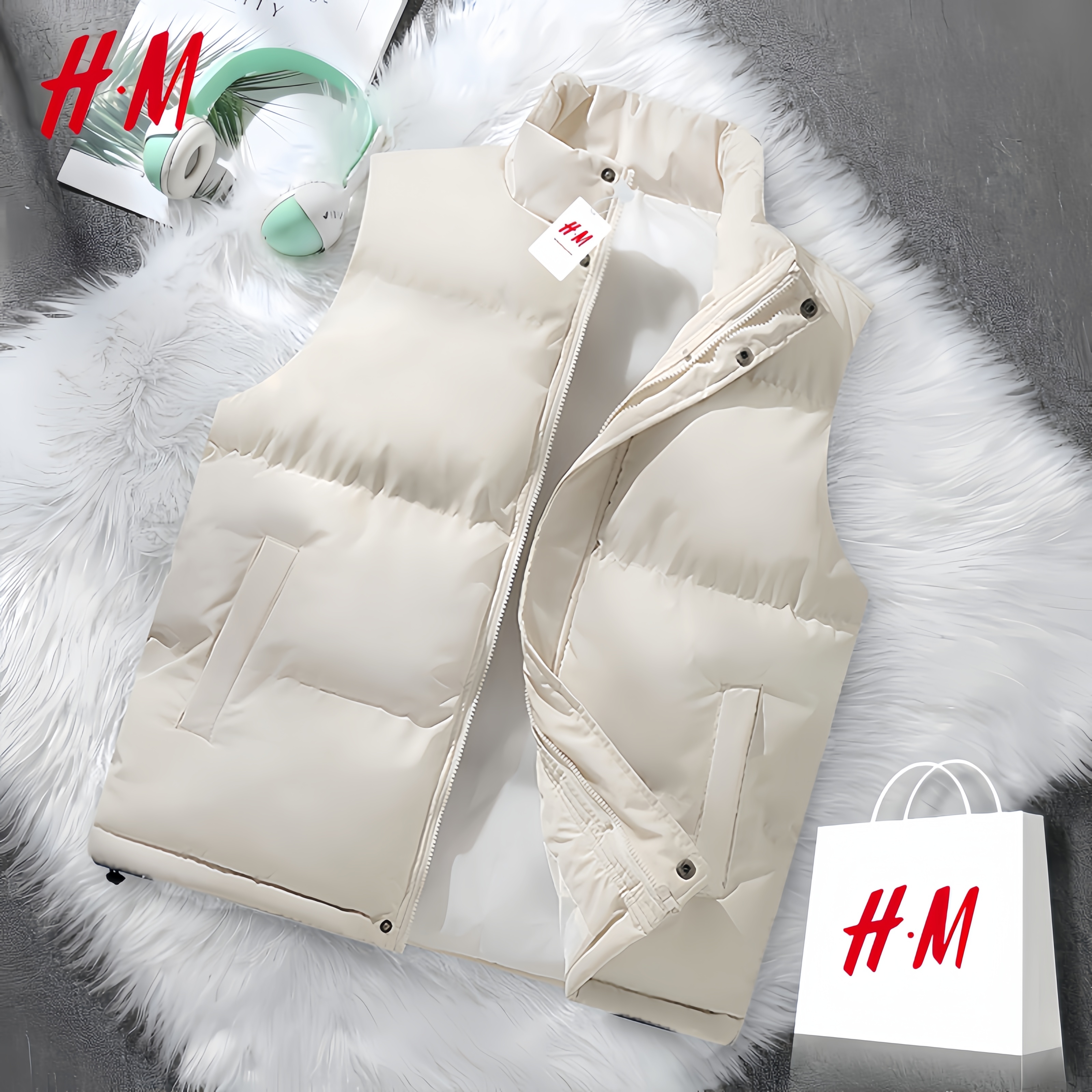 HM秋冬正品马甲保暖棉服风度又有温度爆款上档次外穿运动外套休闲