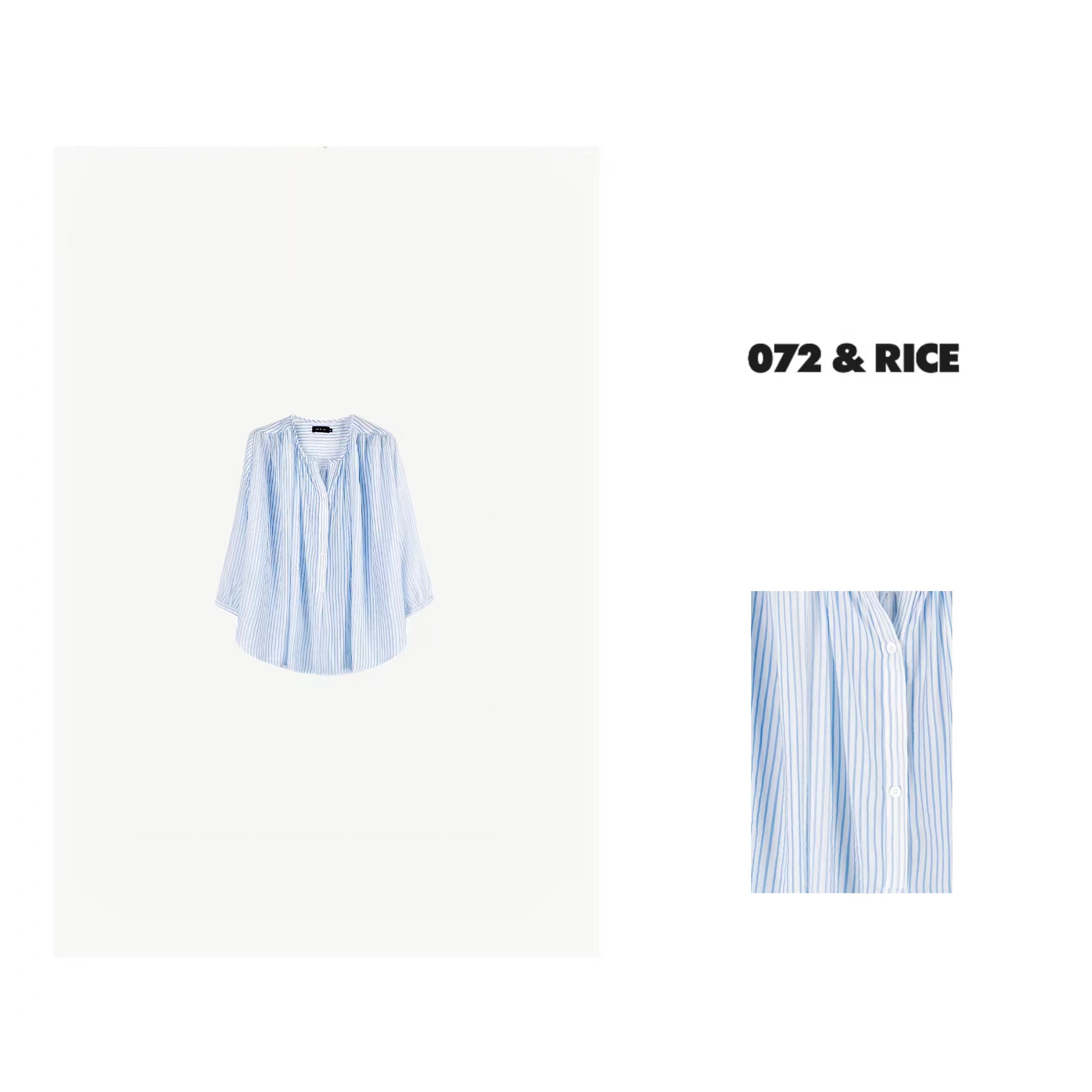 072 & RICE【海洋】夏季百搭气质翻领条纹衬衣 NW010 FL