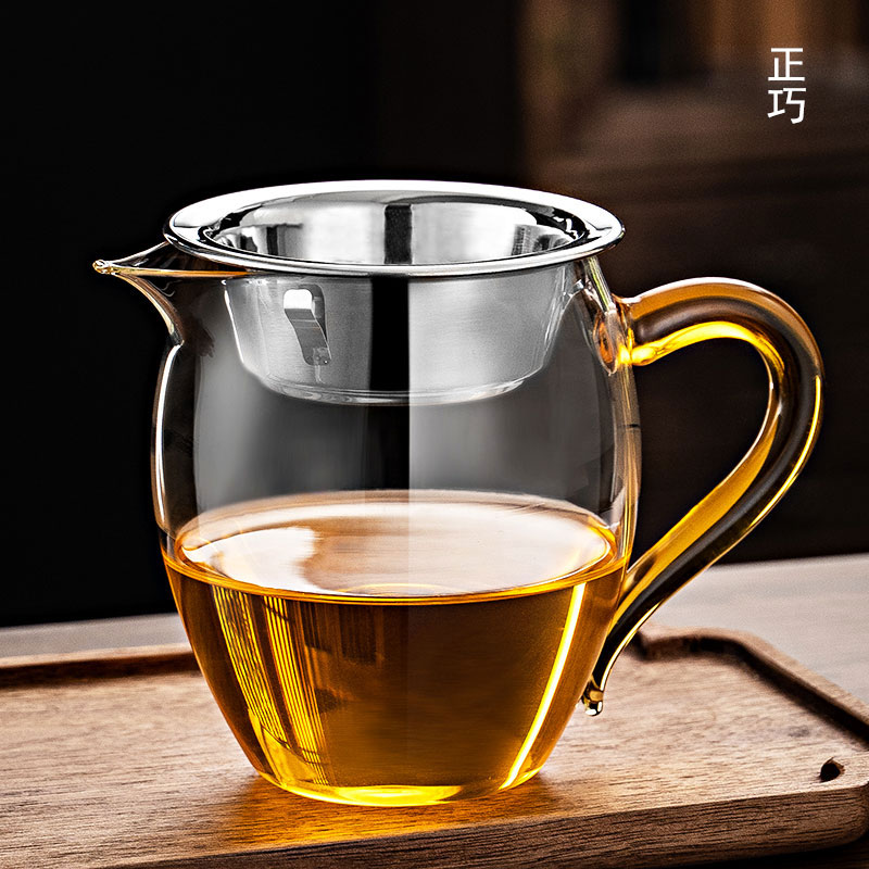 玻璃公道杯茶漏过滤一体套装功夫茶具耐高温高档公杯茶海分茶器