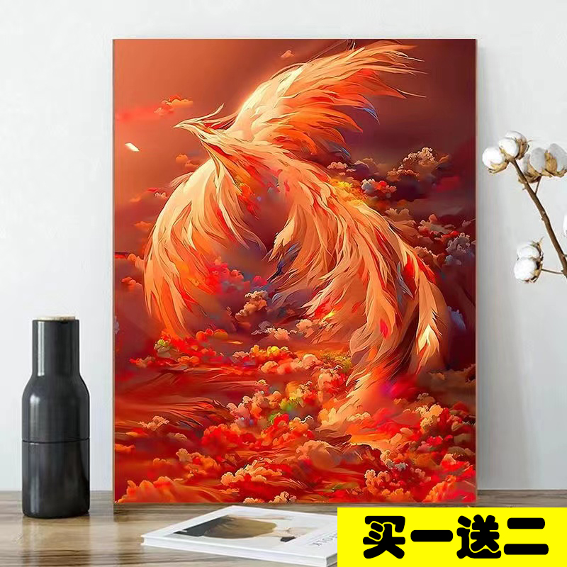 （买一送二，到手2幅画+1个画架）丙烯diy数字油画手绘客厅挂画