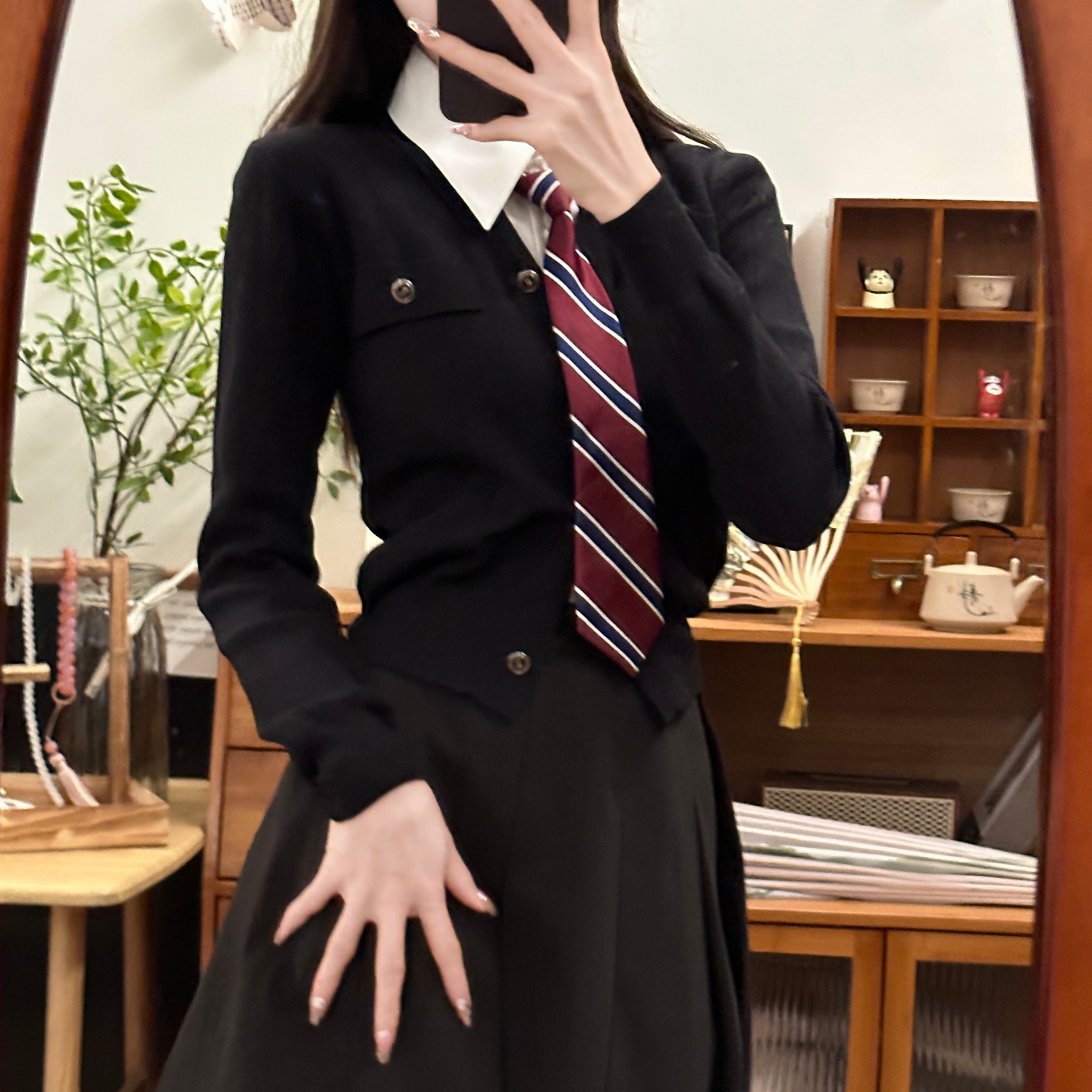 半章诗篇内搭 织物猪原创 学院风针织毛衣显瘦箱褶裙JK制服cos