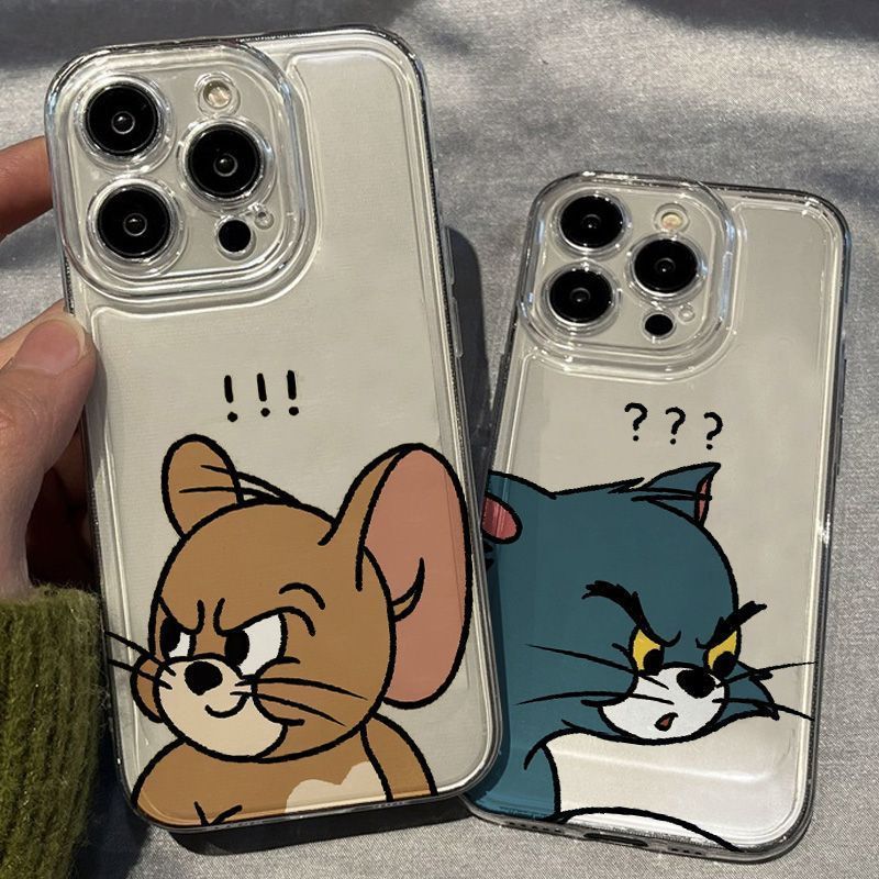 问号汤姆猫适用华为vivo小米oppo荣耀苹果15手机壳iPhone13透明14