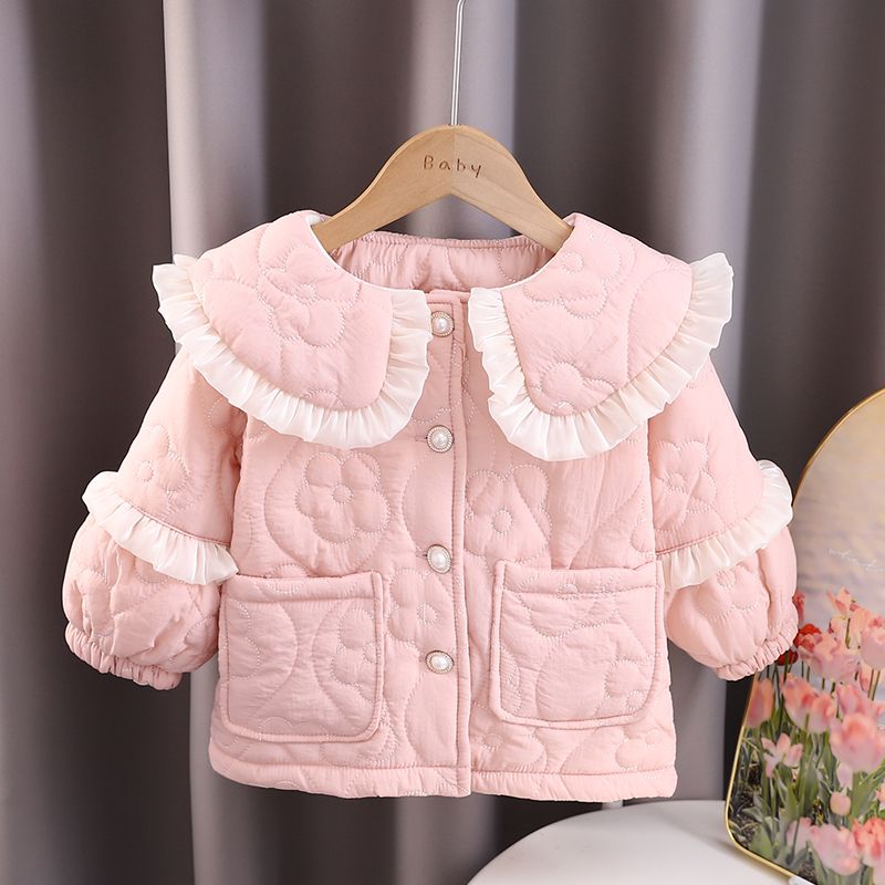 女宝宝加绒棉衣2023秋冬装新款棉服洋气保暖棉袄女童厚外套上衣