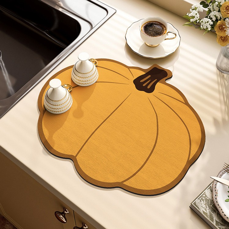 卡通异形南瓜科技布吸水垫桌面台面碗筷隔热垫家用餐厅厨房沥水垫