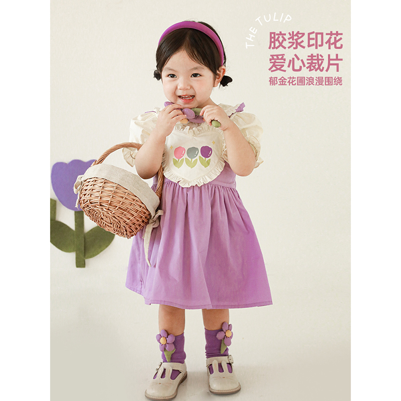幼悠 [双子座]夏季花苞短袖爱心裙公主娃娃衫儿童套装C2577 C2751