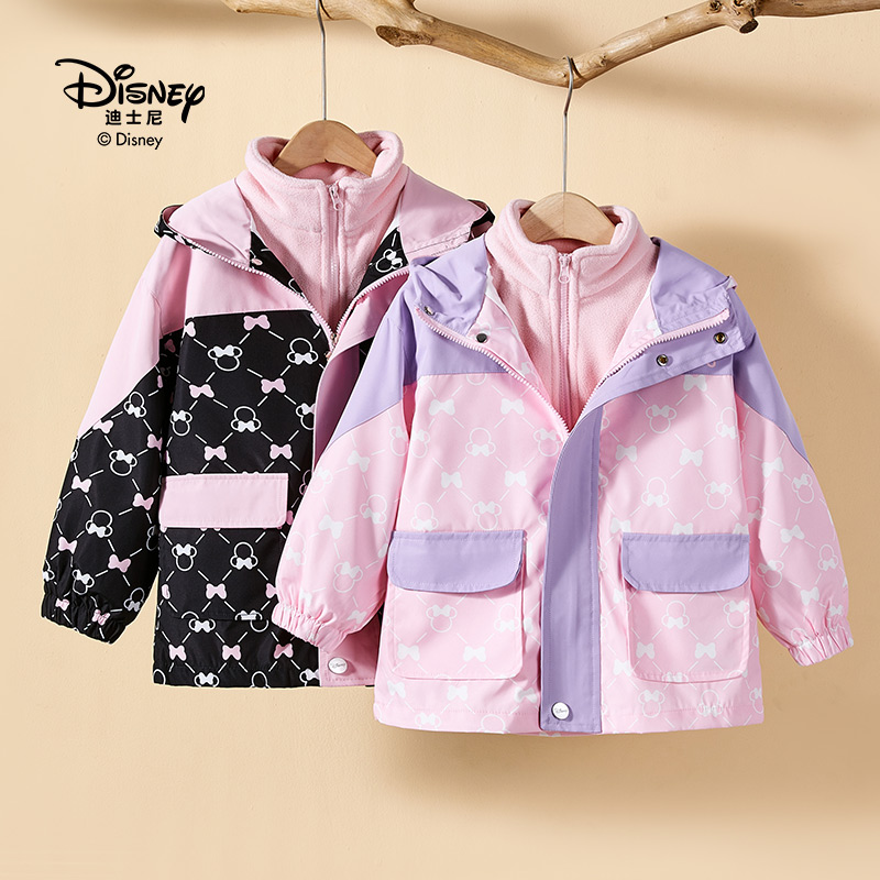 Disney/迪士尼23新款米妮外套冲锋衣加厚两件套女童可爱（预）