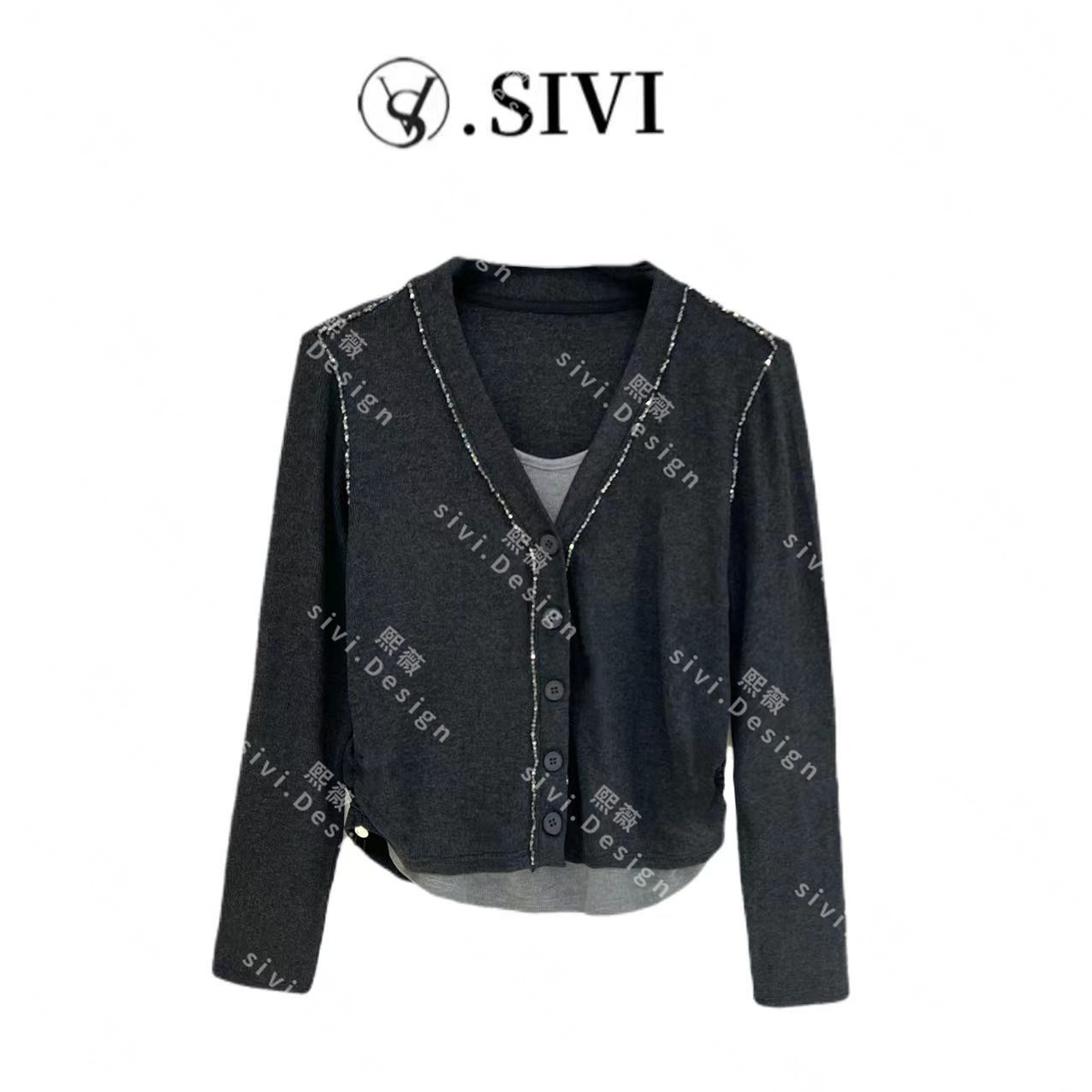 SIVI【精致女神】2023早秋新款气质洋气毛衣宽松显瘦女士开衫F1631