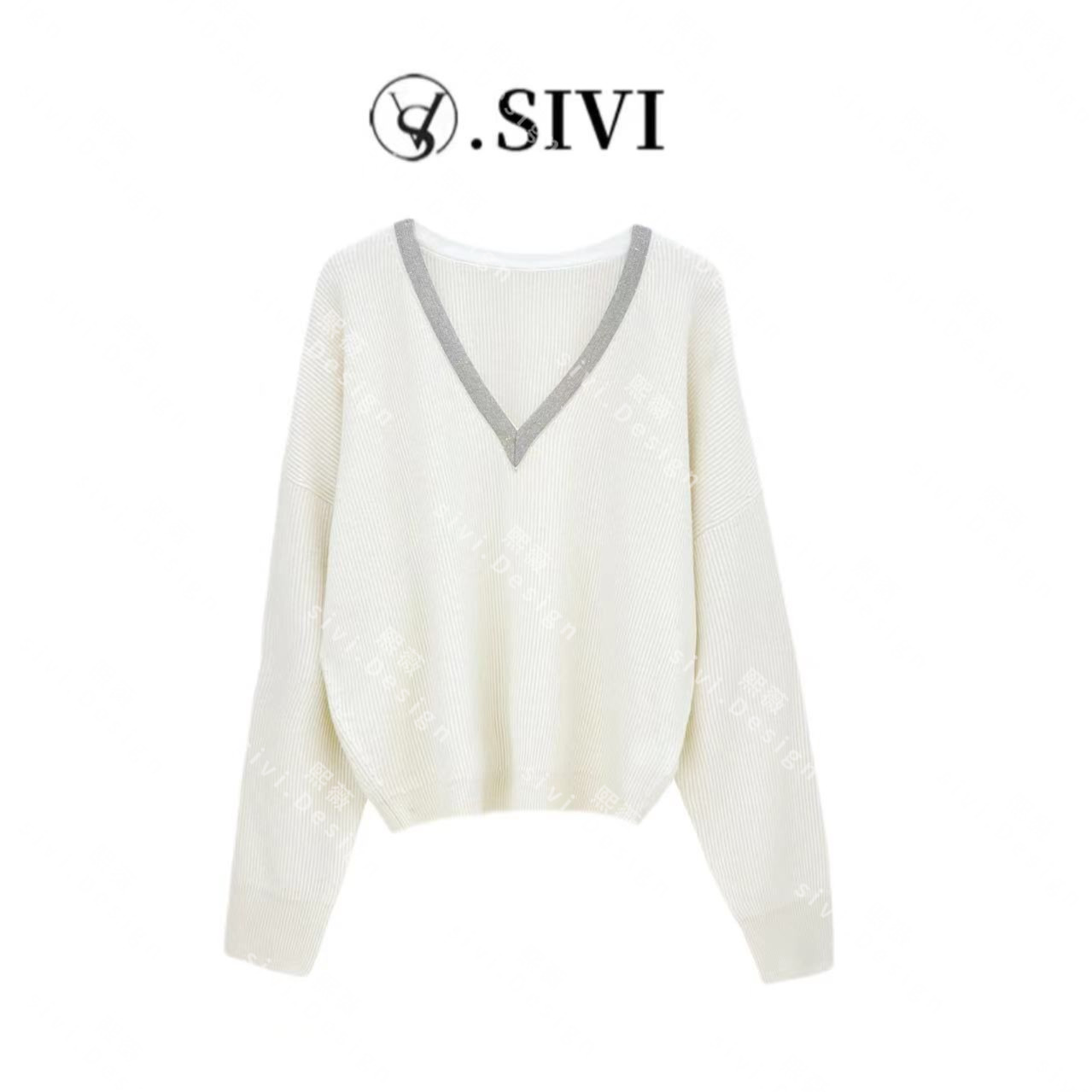 sivi【熙薇品牌】2023早秋新款慵懒风时尚百搭显瘦休闲毛衣女F1236