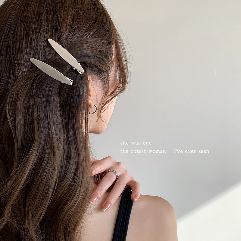 椭圆金属侧边刘海小发夹女高级感前额碎发鸭嘴夹一字夹子头饰发卡