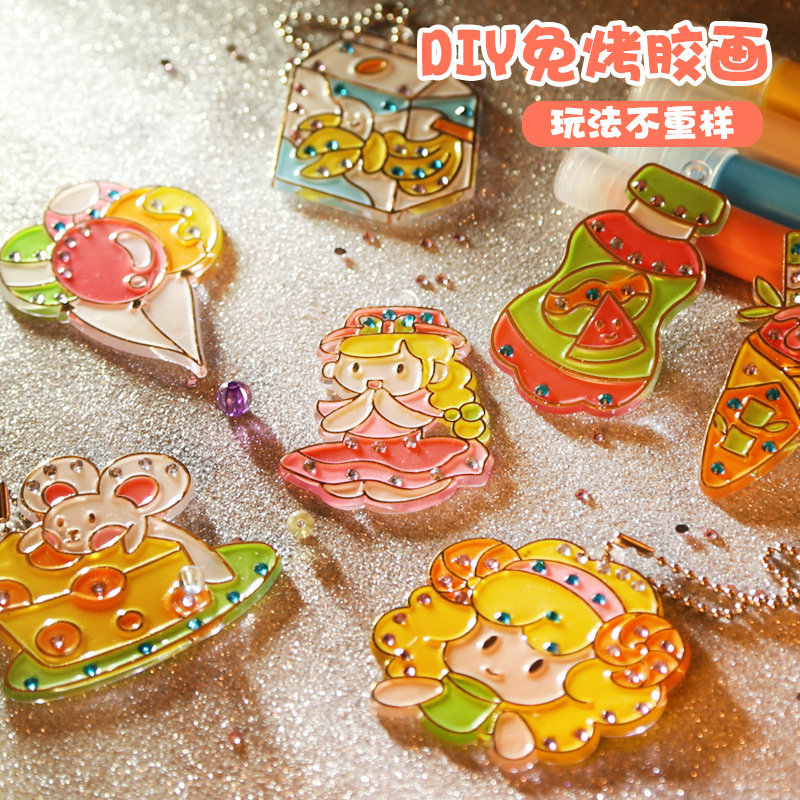 水晶免烤胶画儿童手工diy材料3岁以上女孩玩具女童生日礼物玻璃画