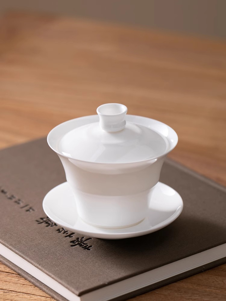 15号链接-竹节盖碗90ml薄胎骨瓷茶具潮汕白瓷功夫泡茶小茶杯单个