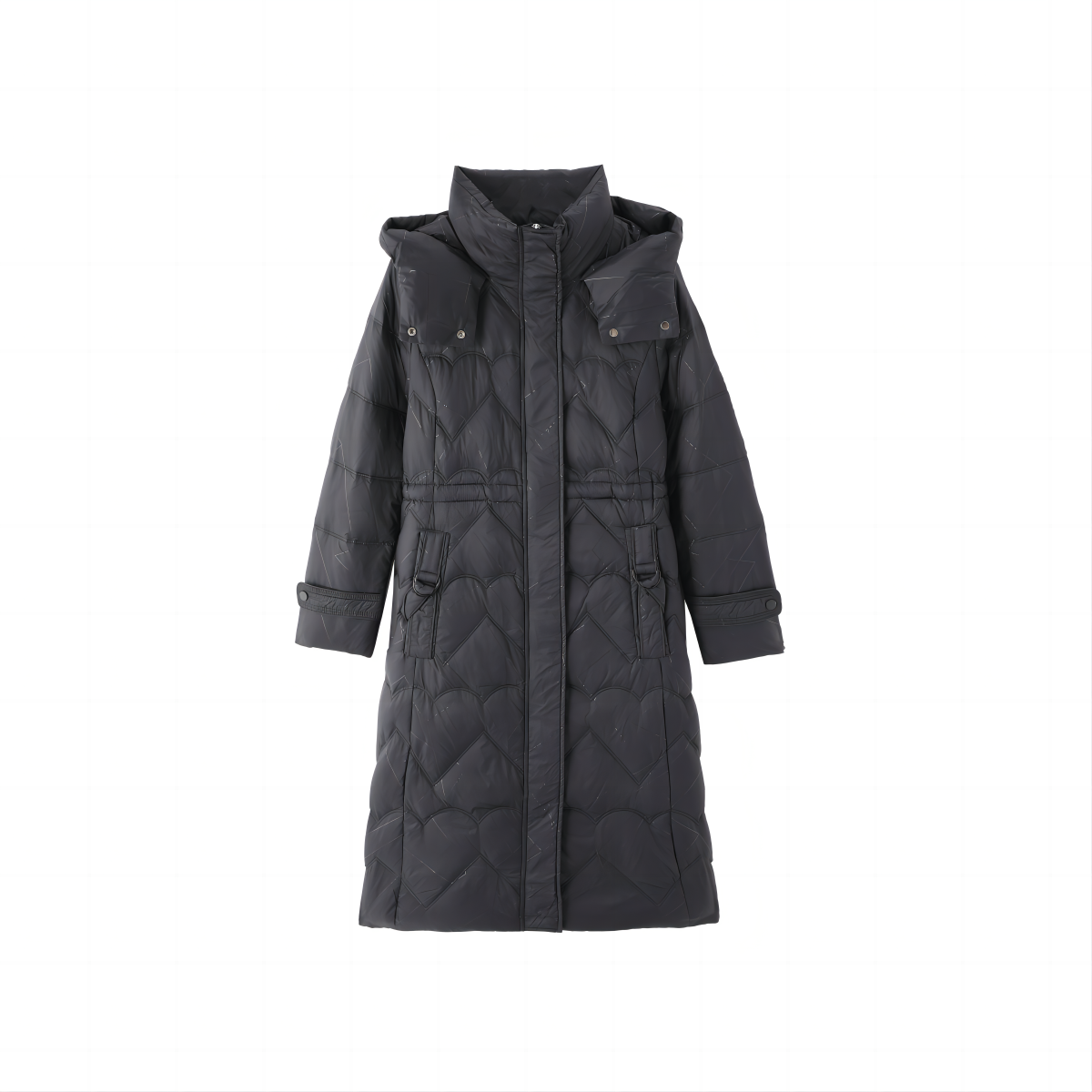 IHIMI23年冬季新款女百搭保暖黑色时尚韩版中长款连帽羽绒服X008