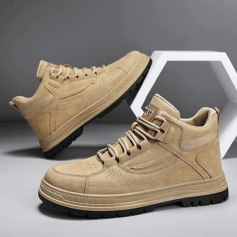 男鞋冬季工地上班工作防滑耐磨男士休闲运动厚底增高马丁劳保潮鞋